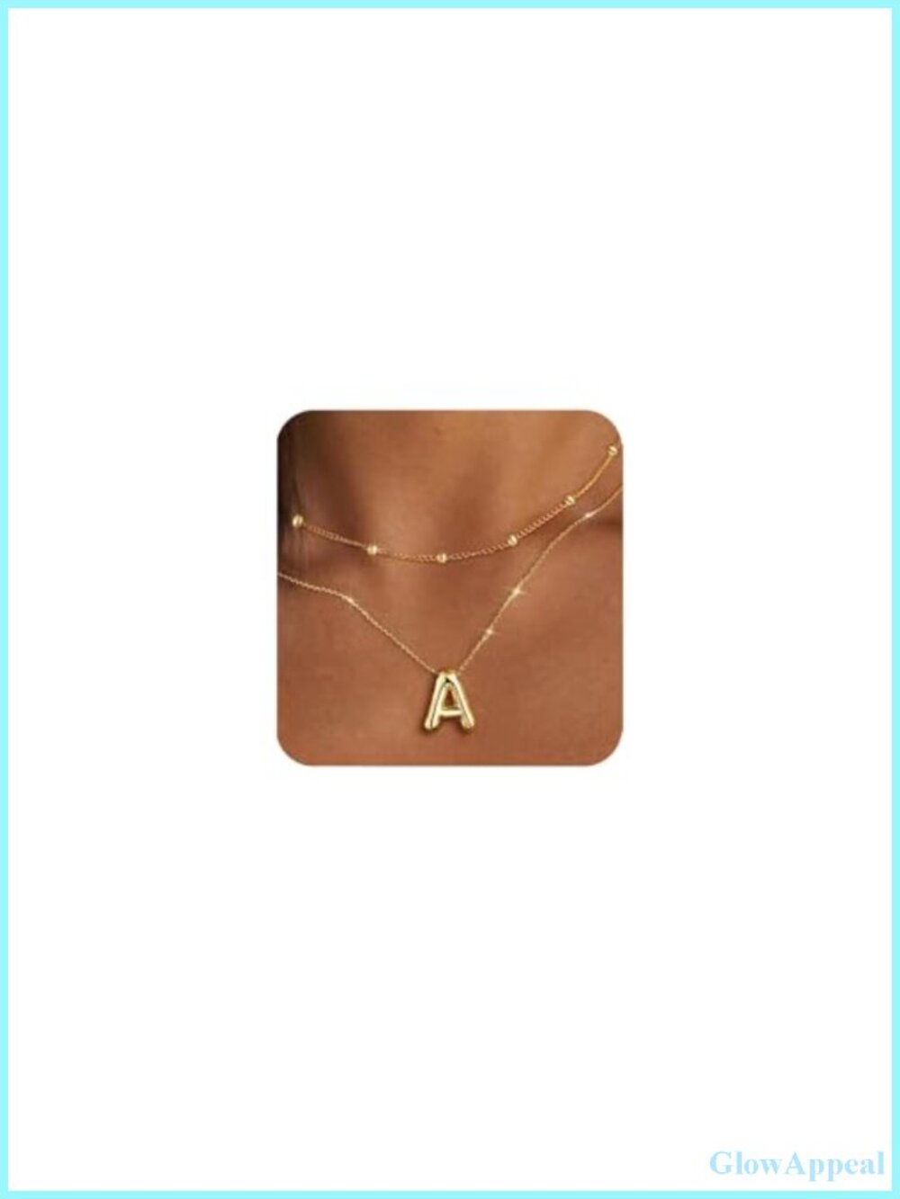 14K Gold Plated Layered Initial Necklace Set 3D Bubble Letter